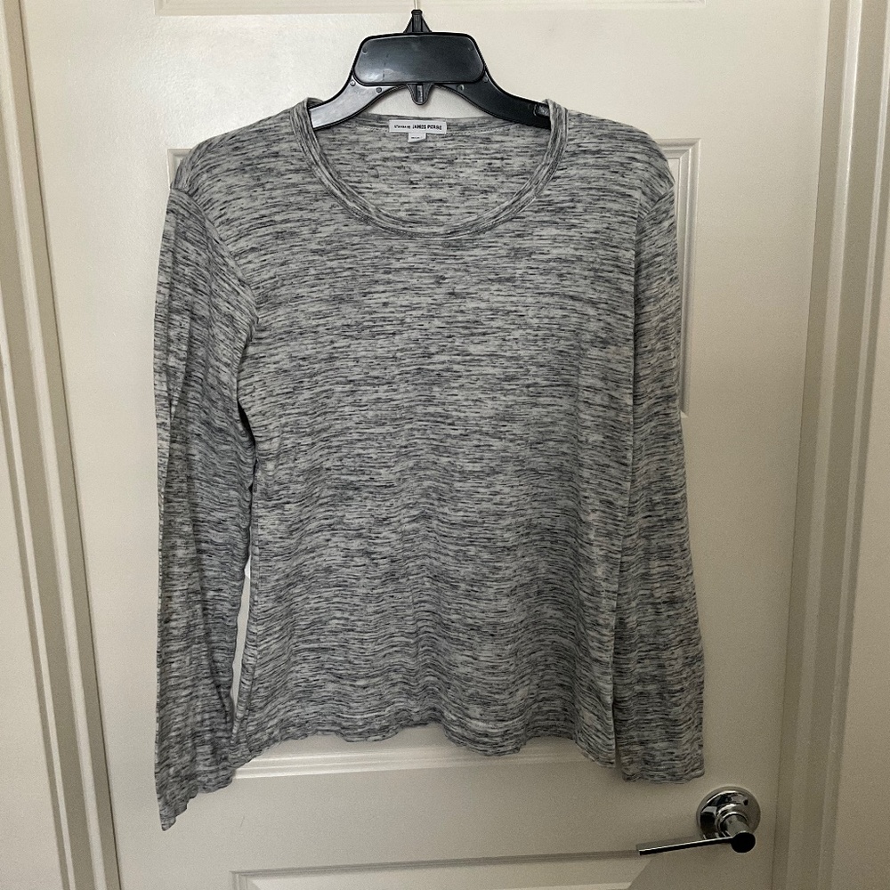 Standard James Perse Grey Space Dye Long Sleeve Tee - Size 3 (Large)